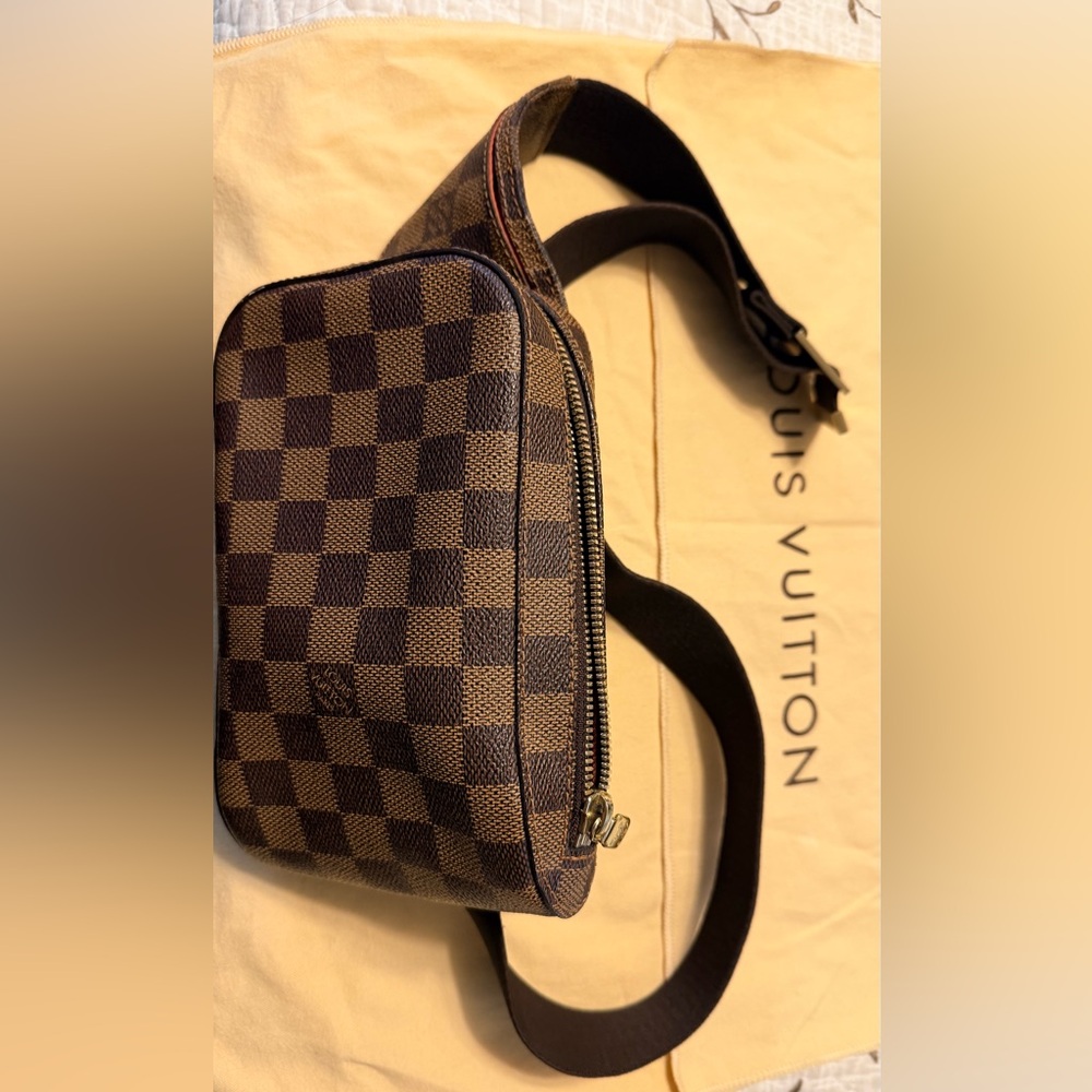 Louis Vuitton Damier Ebene Geronimo Brown Belt /crossbody bag.